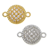 Cubic Zirconia Micro Pave Brass Connector Flat Round plated micro pave cubic zirconia & 1/1 loop nickel lead & cadmium free Approx 1mm Sold By Lot