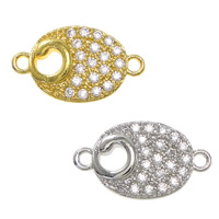 Cubic Zirconia Micro Pave Brass Connector Flat Oval plated micro pave cubic zirconia & 1/1 loop nickel lead & cadmium free Approx 1mm Sold By Lot