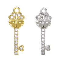 Cubic Zirconia Micro Pave Brass Pendant Key plated micro pave cubic zirconia nickel lead & cadmium free Approx 1mm Sold By Lot