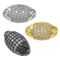 Cubic Zirconia Micro Pave Brass Beads Oval plated micro pave cubic zirconia & hollow nickel lead & cadmium free Approx 1.3mm Sold By Lot