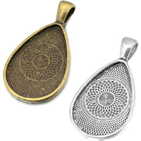 Tibetan Style Pendant Cabochon Setting, Teardrop, plated, more colors for choice, nickel, lead & cadmium free, 21.80x40.30mm, Hole:Approx 5.3mm, Inner Diameter:Approx 20x30mm, 100PCs/Lot, Sold By Lot