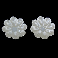 ABS-Kunststoff-Perlen Cabochon, Blume, flache Rückseite, weiß, 24x5mm, ca. 830PCs/Tasche, verkauft von Tasche