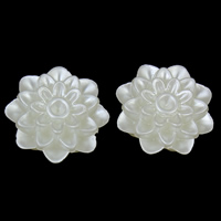 ABS Plastic Pearl Cabochon Setting, Flower, flat back, white, 21x9mm, Inner Diameter:Approx 2mm, Approx 450PCs/Bag, Sold By Bag