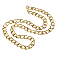 Stainless Steel Chain Necklace gold color plated curb chain Length Approx 20.5 Inch Sold By Lot