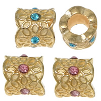 Zinc Alloy Large Hole Bead Column gold color plated with rhinestone nickel lead & cadmium free Approx 5.5mm Sold By Lot