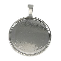 Tibetan Style Pendant Cabochon Setting, Flat Round, platinum color plated, nickel, lead & cadmium free, 28x37x1.50mm, Hole:Approx 3.5x6mm, Inner Diameter:Approx 25mm, 100PCs/Lot, Sold By Lot