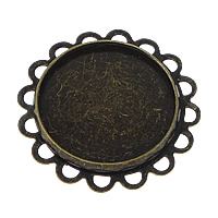 Brass Cabochon, Flower, antique bronze color plated, nickel, lead & cadmium free, 25x25x2mm, Inner Diameter:Approx 18mm, 100PCs/Lot, Sold By Lot