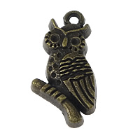 Tibetan Style Animal Pendants, Owl, antique bronze color plated, nickel, lead & cadmium free, 10x20x3mm, Hole:Approx 1.5mm, 300PCs/Lot, Sold By Lot