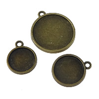Zinc Alloy Pendant Cabochon Setting Flat Round antique bronze color plated nickel lead & cadmium free Approx 2mm Sold By Lot