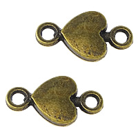 Heart Tibetan Style Connector, antique bronze color plated, 1/1 loop, nickel, lead & cadmium free, 15x8x3mm, Hole:Approx 2mm, 500PCs/Lot, Sold By Lot