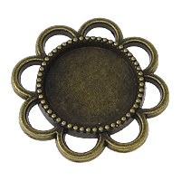 Zinc Alloy Cabochon Indstillinger, Flower, antik bronze farve forgyldt, nikkel, bly & cadmium fri, 24x24x2mm, Indvendig diameter:Ca. 14mm, 200pc'er/Lot, Solgt af Lot