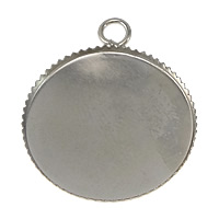 Brass Pendant Findings, Flat Round, platinum color plated, nickel, lead & cadmium free, 21x25x1mm, Hole:Approx 2.5mm, Inner Diameter:Approx 20mm, 100PCs/Lot, Sold By Lot