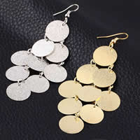 Zinc Alloy Drop Earring iron earring hook Flat Round plated stardust nickel lead & cadmium free Sold By Pair