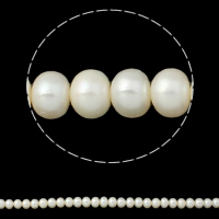 Tlačítko kultivované sladkovodní Pearl Beads, přírodní, bílý, 9-10mm, Otvor:Cca 0.8mm, Prodáno za Cca 15.7 inch Strand