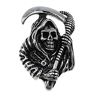 Roestvrij staal Skull Hangers, Schedel, Halloween Jewelry Gift & zwart maken, 33x49x14mm, Gat:Ca 4x8mm, 6pC's/Lot, Verkocht door Lot