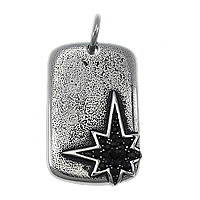 Stainless Steel Pendants, Rectangle, with cubic zirconia & blacken, 27x42x4mm, Hole:Approx 8mm, 6PCs/Lot, Sold By Lot