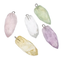 Quartz Gemstone Pendants with brass bail platinum color plated faceted & mixed - Approx 2mm Sold By Bag