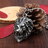 Stainless Steel Animal Pendants, 316L Stainless Steel, Lion, blacken, 28x43mm, Hole:Approx 3mm, Sold By PC
