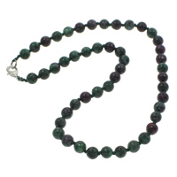 Ruby in Zoisite Necklace, Tibetan Style lobster clasp, Round, 8mm, Sold Per Approx 19 Inch Strand