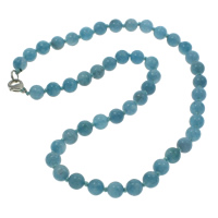 Aquamarine Necklace zinc alloy lobster clasp Round natural March Birthstone 8mm Sold Per Approx 18 Inch Strand