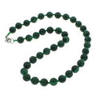 Malachite Necklace zinc alloy lobster clasp Round 10mm Sold Per Approx 18 Inch Strand