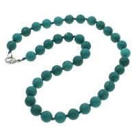 Fashion Turquoise Necklace zinc alloy lobster clasp Round blue 10mm Sold Per Approx 18.5 Inch Strand