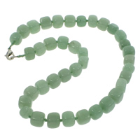 Grüner Aventurin Halskette, Zinklegierung Karabinerverschluss, Würfel, natürlich, 9-12mm, verkauft per ca. 18 ZollInch Strang