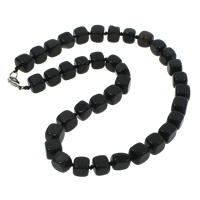 Black Agate Necklace zinc alloy lobster clasp Cube natural 9-12mm Sold Per Approx 18.5 Inch Strand