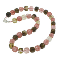 Watermelon Necklace, Tibetan Style lobster clasp, Cube, natural, 9-12mm, Sold Per Approx 18 Inch Strand