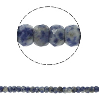 Blauer Tupfen Stein Perlen, blauer Punkt, Rondell, natürlich, facettierte, 8x5mm, Bohrung:ca. 1.5mm, ca. 75PCs/Strang, verkauft per ca. 15.7 ZollInch Strang