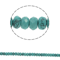 Perles turquoises, turquoise synthétique, rondelle, facettes, bleu, 8x5mm, Trou:Environ 1.5mm, Environ 75PC/brin, Vendu par Environ 15.7 pouce brin