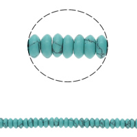 Perles turquoises, turquoise synthétique, Plat rond, bleu, 6.5x3mm, Trou:Environ 1.5mm, Environ 134PC/brin, Vendu par Environ 15.7 pouce brin