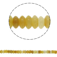 Jade amarillo Abalorio, Redondo aplanado, natural, 6.5x3mm, agujero:aproximado 1.5mm, aproximado 134PCs/Sarta, Vendido para aproximado 15.7 Inch Sarta