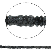 Schneeflocke Obsidian, natürlich, 12x4mm, 12x28mm, Bohrung:ca. 1.5mm, ca. 30PCs/Strang, verkauft per ca. 14.9 ZollInch Strang