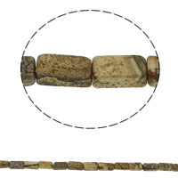 Perles en jaspe image, jaspe de photo, rectangle, naturel, 6x12x4mm, Trou:Environ 1.5mm, Environ 33PC/brin, Vendu par Environ 15.7 pouce brin