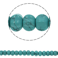 Perles turquoises, turquoise synthétique, rondelle, ondulé, bleu, 15x10mm, Trou:Environ 1.5mm, Environ 40PC/brin, Vendu par Environ 15.7 pouce brin