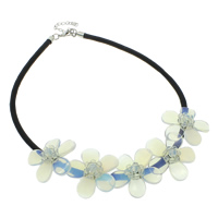 Sea Opal with Polyester zinc alloy lobster clasp with 5cm extender chain Flower Sold Per Approx 18 Inch Strand