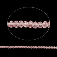 Perles de cristal rondelle, imitation de cristal CRYSTALLIZED™, LT  pêche, 3x4mm, Trou:Environ 1mm, Longueur:Environ 19.5 pouce, 10Strandstoron/sac, Vendu par sac