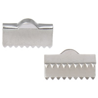 Stainless Steel Ribbon Crimp End, original color, 13x8x6mm, Hole:Approx 3x1mm, 100PCs/Bag, Sold By Bag