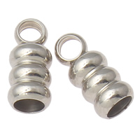 Stainless Steel End Caps, original color, 6x9.5mm, Hole:Approx 3, 4mm, 100PCs/Bag, Sold By Bag
