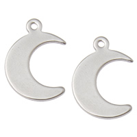 Stainless Steel Pendants, Moon, original color, 12x16x1mm, Hole:Approx 1mm, 200PCs/Bag, Sold By Bag