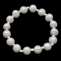 Bracelet en perles de culture d'eau douce, perle d'eau douce cultivée, avec laiton, laiton fermoir magnétique, naturel, 8-9mm, Vendu par Environ 6 pouce brin
