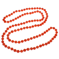 Coral πουλόβερ αλυσίδα κολιέ, Φυσικό Coral, Γύρος, κοκκινωπό πορτοκαλί, 8mm, Sold Per Περίπου 39 inch Strand