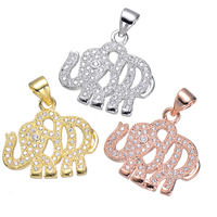 Cubic Zirconia Micro Pave Brass Pendant, Elephant, plated, micro pave cubic zirconia, more colors for choice, nickel, lead & cadmium free, 20x18mm, Hole:Approx 3.6mm, 5PCs/Lot, Sold By Lot
