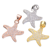 Cubic Zirconia Micro Pave Brass Pendant Starfish plated micro pave cubic zirconia nickel lead & cadmium free Approx 3.6mm Sold By Lot