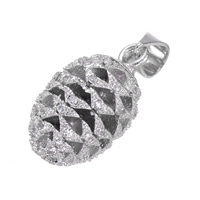 Cubic Zirconia Micro Pave Brass Pendant, Pinecone, platinum plated, micro pave cubic zirconia, nickel, lead & cadmium free, 10x17mm, Hole:Approx 3.7mm, 5PCs/Lot, Sold By Lot
