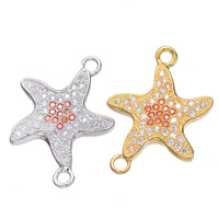 Cubic Zirconia Micro Pave Brass Connector Starfish plated micro pave cubic zirconia & 1/1 loop nickel lead & cadmium free Approx 1.8mm Sold By Lot