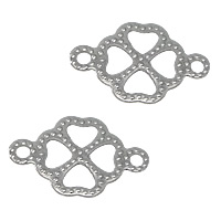 Stainless Steel Connector, Four Leaf Clover, 1/1 loop, original color, 12.50x8x0.50mm, Hole:Approx 0.8mm, 1000PCs/Lot, Sold By Lot