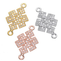 Cubic Zirconia Micro Pave Brass Connector plated micro pave cubic zirconia & 1/1 loop Approx 1.4mm Sold By Lot