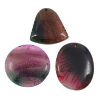Crackle Agate Pendant, natural, mixed, 40x42x6mm-45x48x6mm, Hole:Approx 1mm, 10PCs/Bag, Sold By Bag